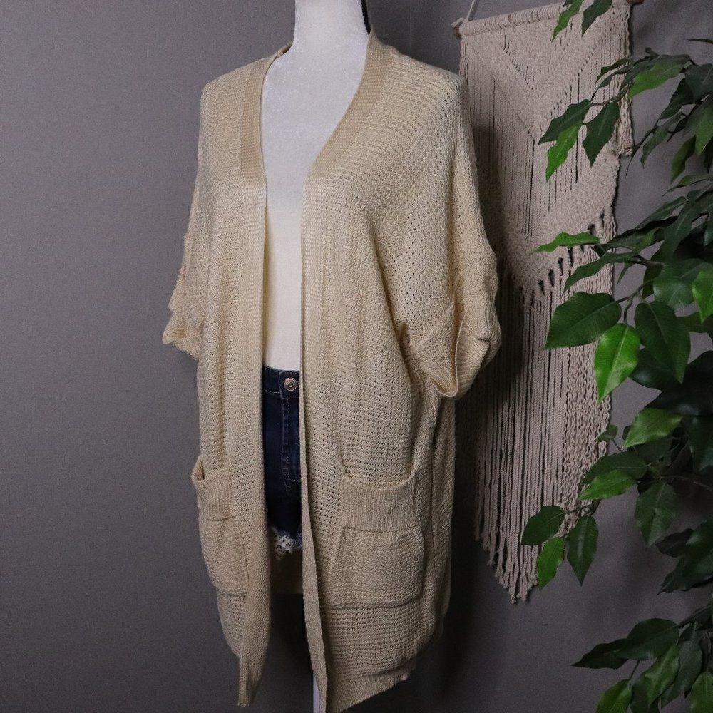 Lala Factory | Dolman Sleeve Open Front Cardigan‎